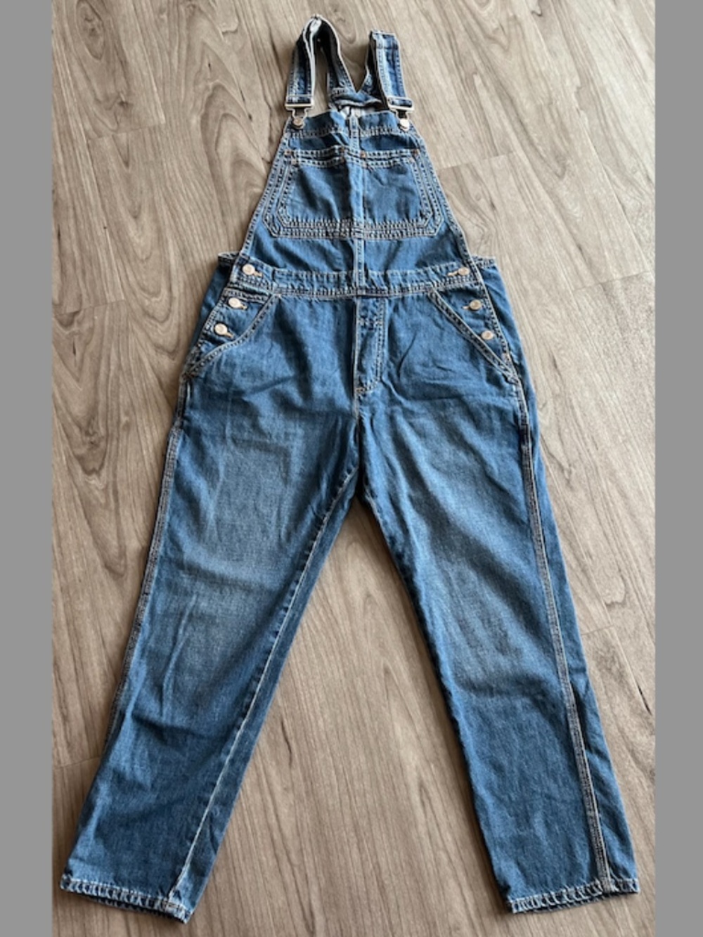 Gap Denim Overalls (Small Petite, Women, Medium Blue)